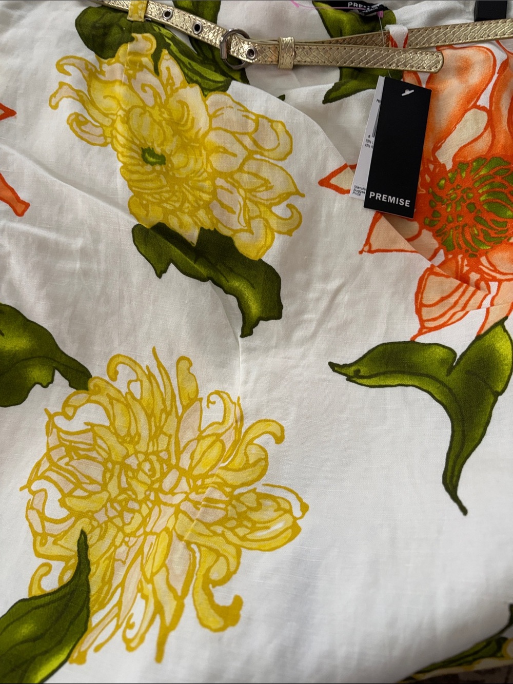 Orange Anne Klein Sleeveless Draped Top with Premise cream Floral belted skirt - Picture 9 of 9